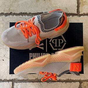 Philipp Plein Athletic Shoes with Orange and Gray Accents